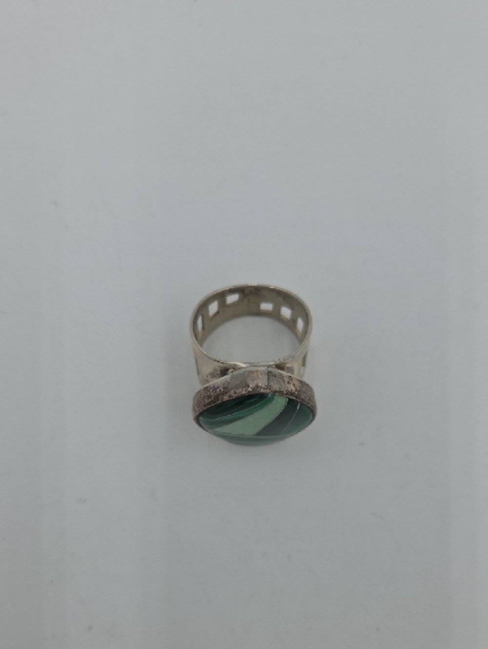 Sterling Silver Malachite Triangle Ring DTR Jay King - Picture 3 of 6
